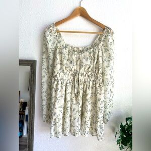 NWT boho floral-print off the shoulder romper side medium cottagecore